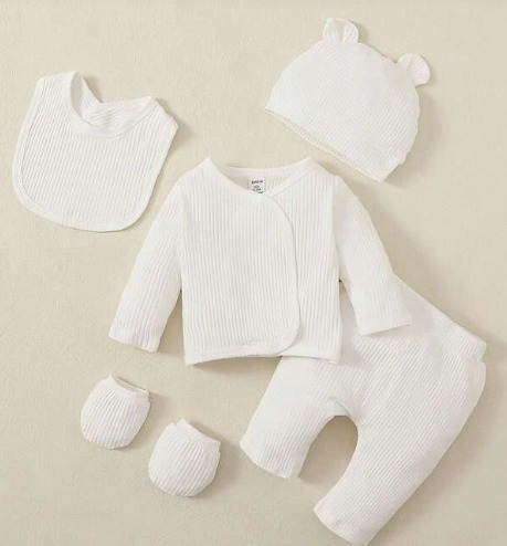 PRIMER DIA BEBE BLANCO*5 PIEZAS