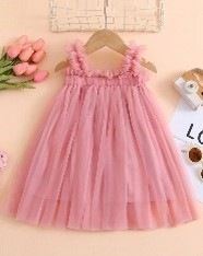 VESTIDO SOLO TULL PALO ROSA TIPO BATA