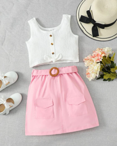 CJ FALDA BLUSA BLANCA BOTONES