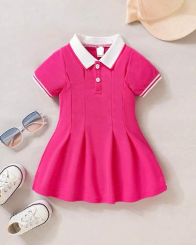 VESTIDO FUSCIA CUELLO POLO