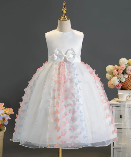VESTIDO BLANCO BIG MARIPOSAS COLORES