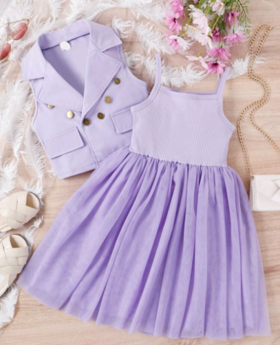 CJ CHALECO CON VESTIDO LILA TULL TIRAS