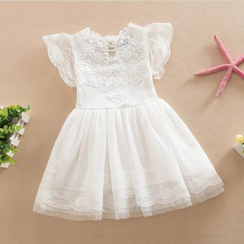 VESTIDO BAUTIZO BLANCO ENCAJE SENCILLO