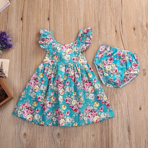 VESTIDO BATA VERDE AZUL FLORES - CALZON