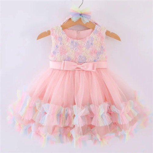 VESTIDO ROSAS COLORES/CINTILLO