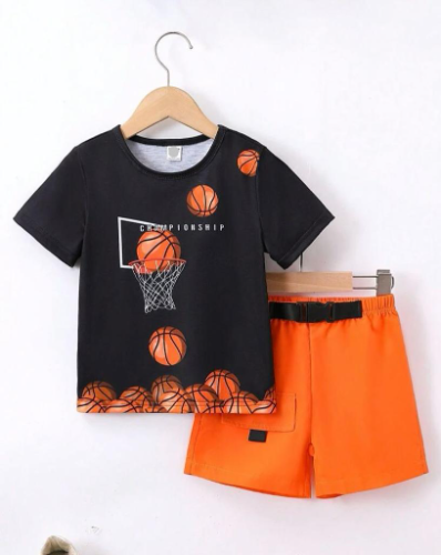CJ SHORT NARANJA CAMISA NEGRA  BASKET