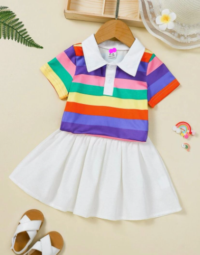 FALDA BLANCA-CAMISETA COLORES