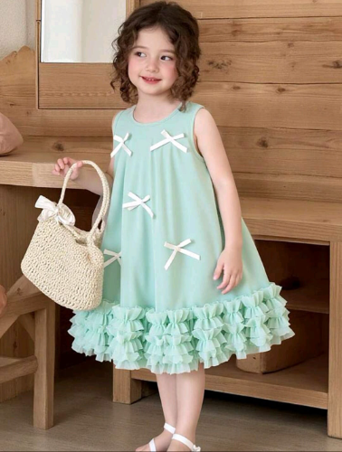 VESTIDO POMPON Y CINTA
