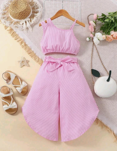 CJ TOP ROSA  RAYAS Y PANTALON ANCHO