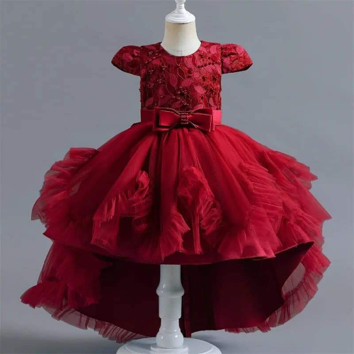 VESTIDO ELEGANTE ROJO COLA LARGA