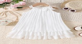 VESTIDO DE PLIEGUES BLANCO MOÑO A UN LADO DE MANGA