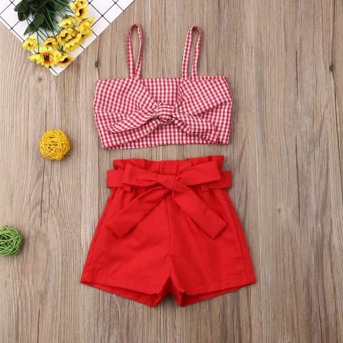 CJ SHORT ROJO -TOP CUADROS