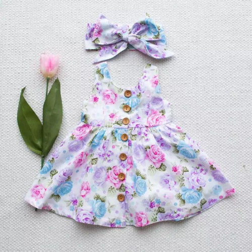VESTIDO BLANCO FLORES LILA