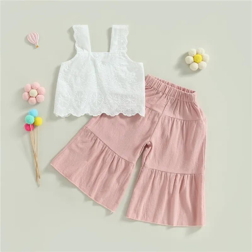 CJ TOP BEIGE CROCHE - PANTALON ROSA