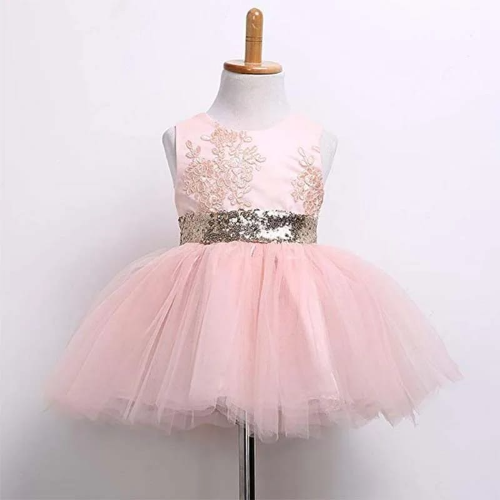 VESTIDO ROSA PRINCESA LENTEJUELA