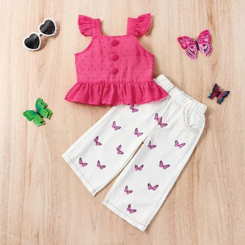 CJ JEAN BLANCO MARIPOSAS/BLUSA FUCSIA