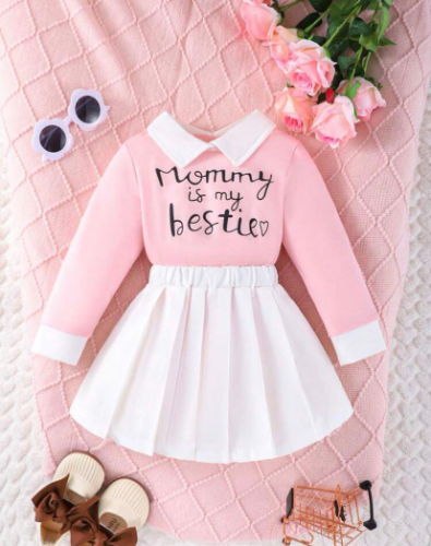 CJ FALDA BLANCA PLISADA BLUSA MOMY ROSA ML
