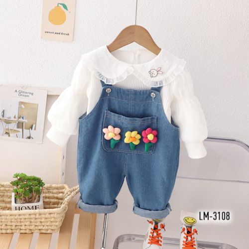 BLUSA CUELLO REDONDO CONEJO OVEROL FLORES