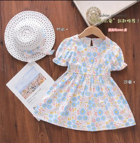 VESTIDO BLANCO FLORES AZUL - PAVA