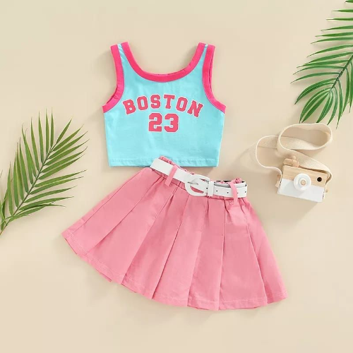 FALDA PLISADA TOP AZUL  BOSTON