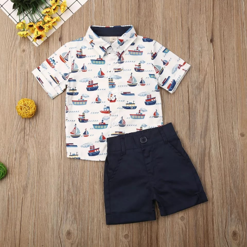 CJ SHORT AZUL REY -CAMISA BLANCA BARCOS