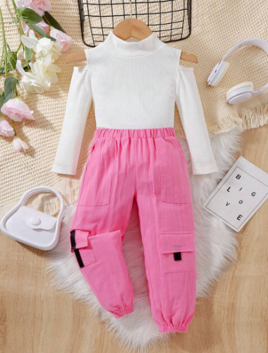 CJ CAMIBUSO BLANCO /PANTALON ROSA CARGO