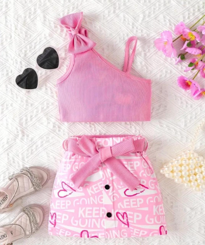 FALDA LETRAS ROSA BL ROSA MOÑO