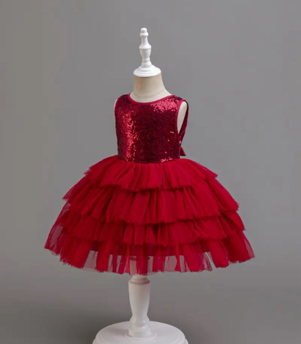 VESTIDO ROJO ELEGANTE LENTEJUELAS FALTA TUTU
