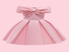 VESTIDO SATINADO UNICOLOR ROSA GRAN LAZO PRINCESA