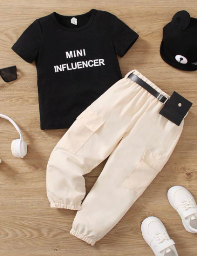 7CJ PANTALON BEIGE - CAMISETA MINI INFLUENCER