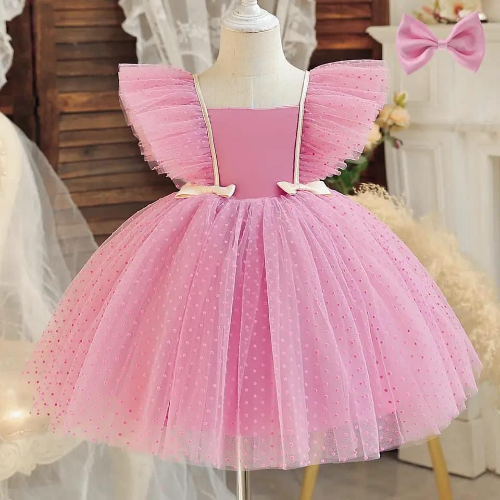 VESTIDO ROSADO PREMIUM MOÑO BEIGE