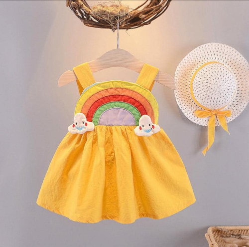 VESTIDO AMARILLO COLORES/SOMBRERO