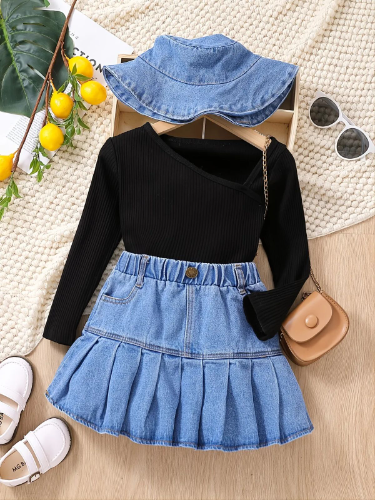 CJ FALDA JEAN CAMIBUSO NEGRO/ GORRO JEAN