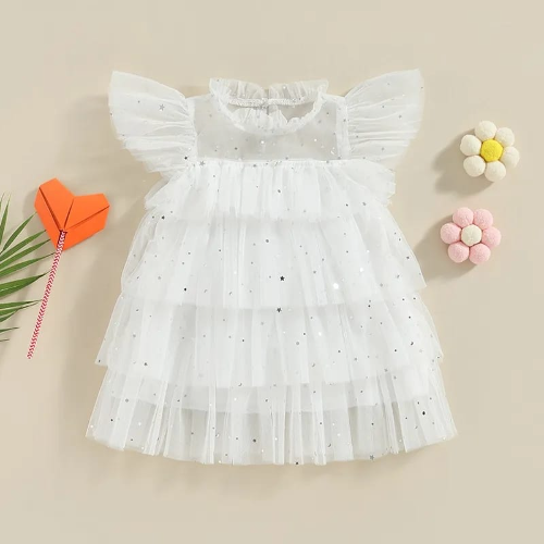 VESTIDO BLANCO ESTRELLITAS  TULL