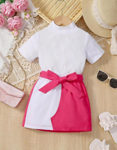 CJ FALDA BICOLOR BLUSA BLANCA