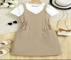 OVEROL FALDA CAQUI/CAMISETA BLANCA SEÑORITA