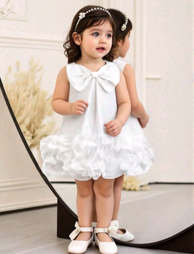 VESTIDO POMPOM ROSA/BL