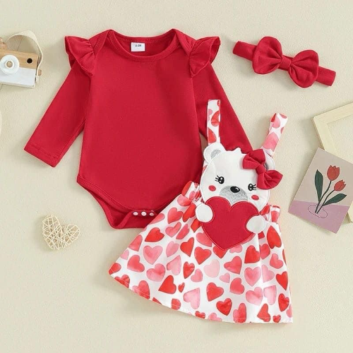 OVEROL CORAZONES -BUSO ML ROJO -CINTILLO