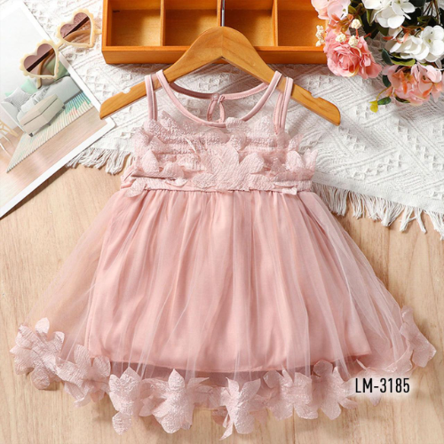VESTIDO ROSA TULL PETALOS
