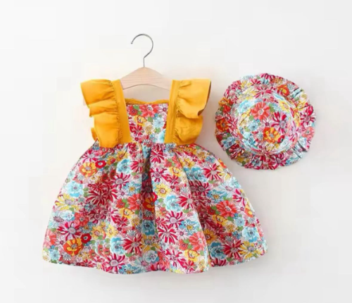 VESTIDO FLORES CON SOMBRERO