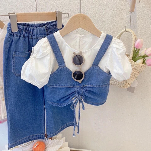 CJ PANTALON JEAN BL BLANCA /CHALECO JEAN