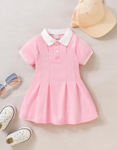 VESTIDO ROSADO CUELLO POLO