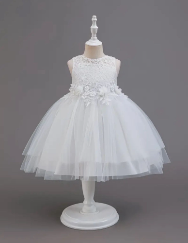 VESTIDO BLANCO BAUTIZO FLORES