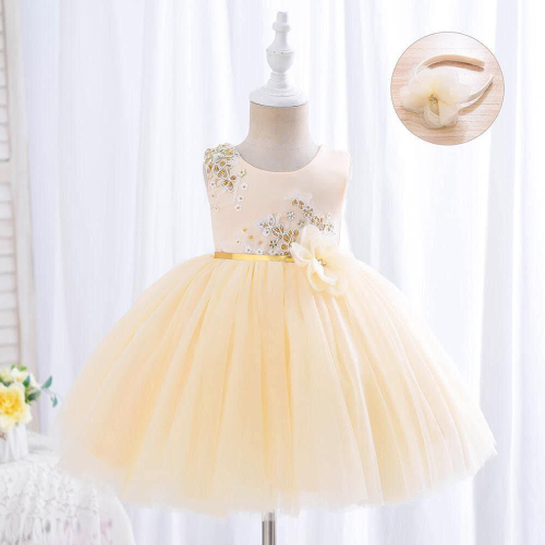 VESTIDO AMARILLO PASTEL /CINTILLO