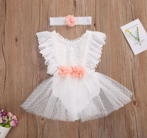 BODY VESTIDO BLANCO FLORES SALMÓN