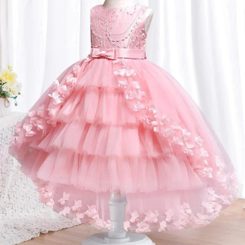 VESTIDO ROSAS COLA DE PATO