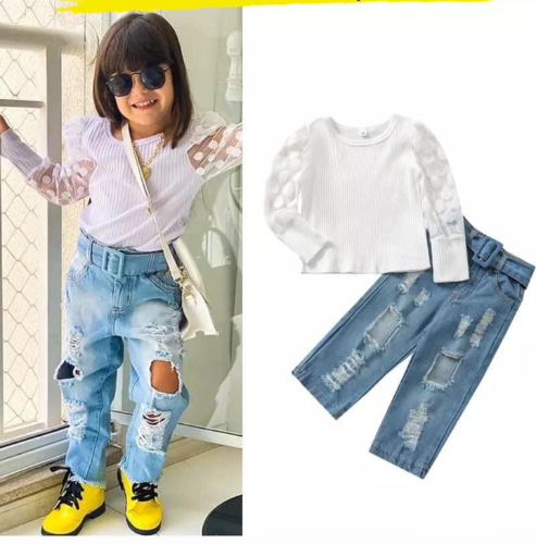 CJ PANTALON JEAN - BLUSA ML TULL FLOR