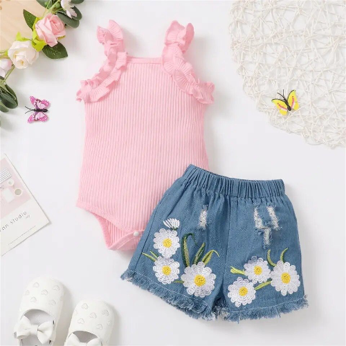 CJ SHORT JEAN FLORES -BODY ROSA