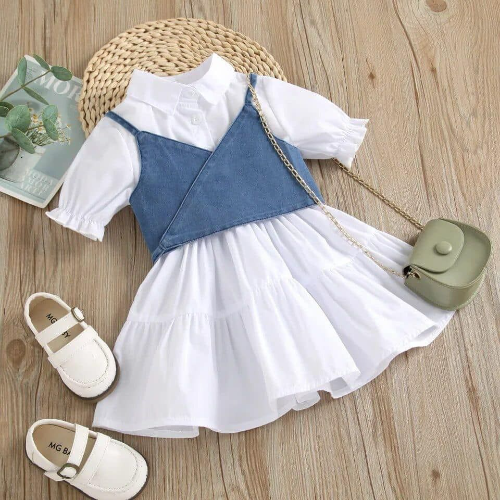 VESTIDO BLANCO CHALECO  JEAN