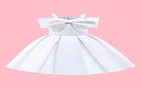 VESTIDO SATINADO UNICOLOR BLANCO GRAN LAZO PRINCESA